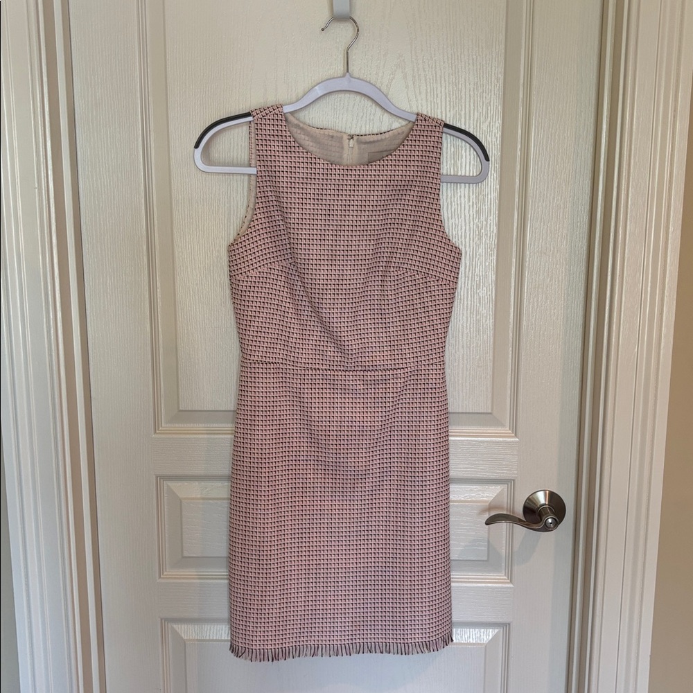 LOFT Blush Pink/Black Sleeveless Sheath Midi Dress
